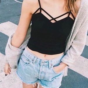 Brandy Melville black cut out tank top
